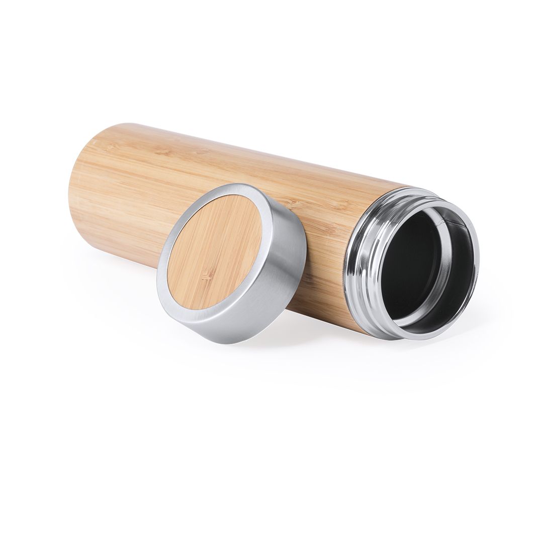 ECO01 - borraccia termica in acciaio inox e bambù naturale
