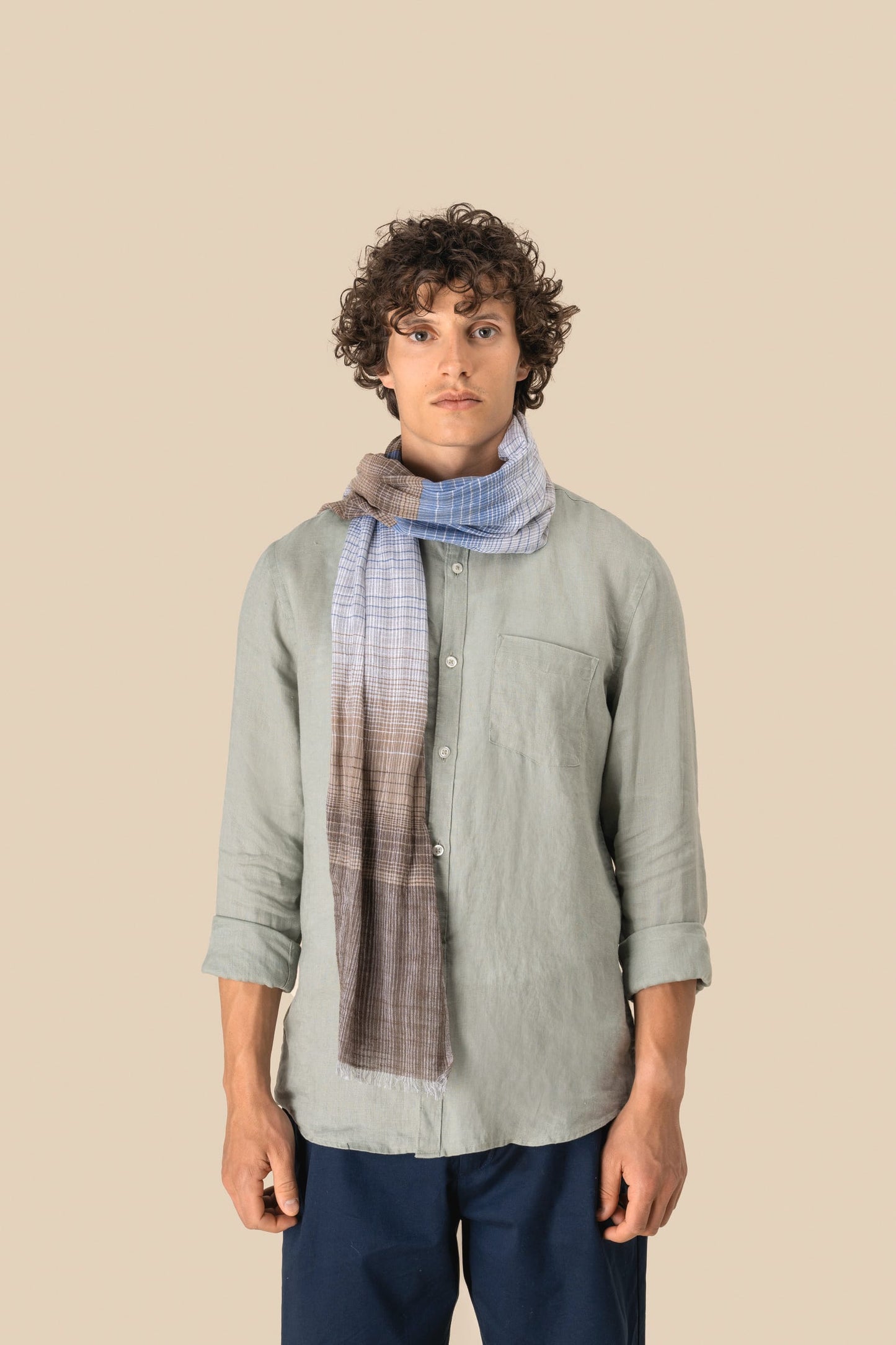 SCI05 - Sciarpa multicolore passe-partout in fine cotone naturale