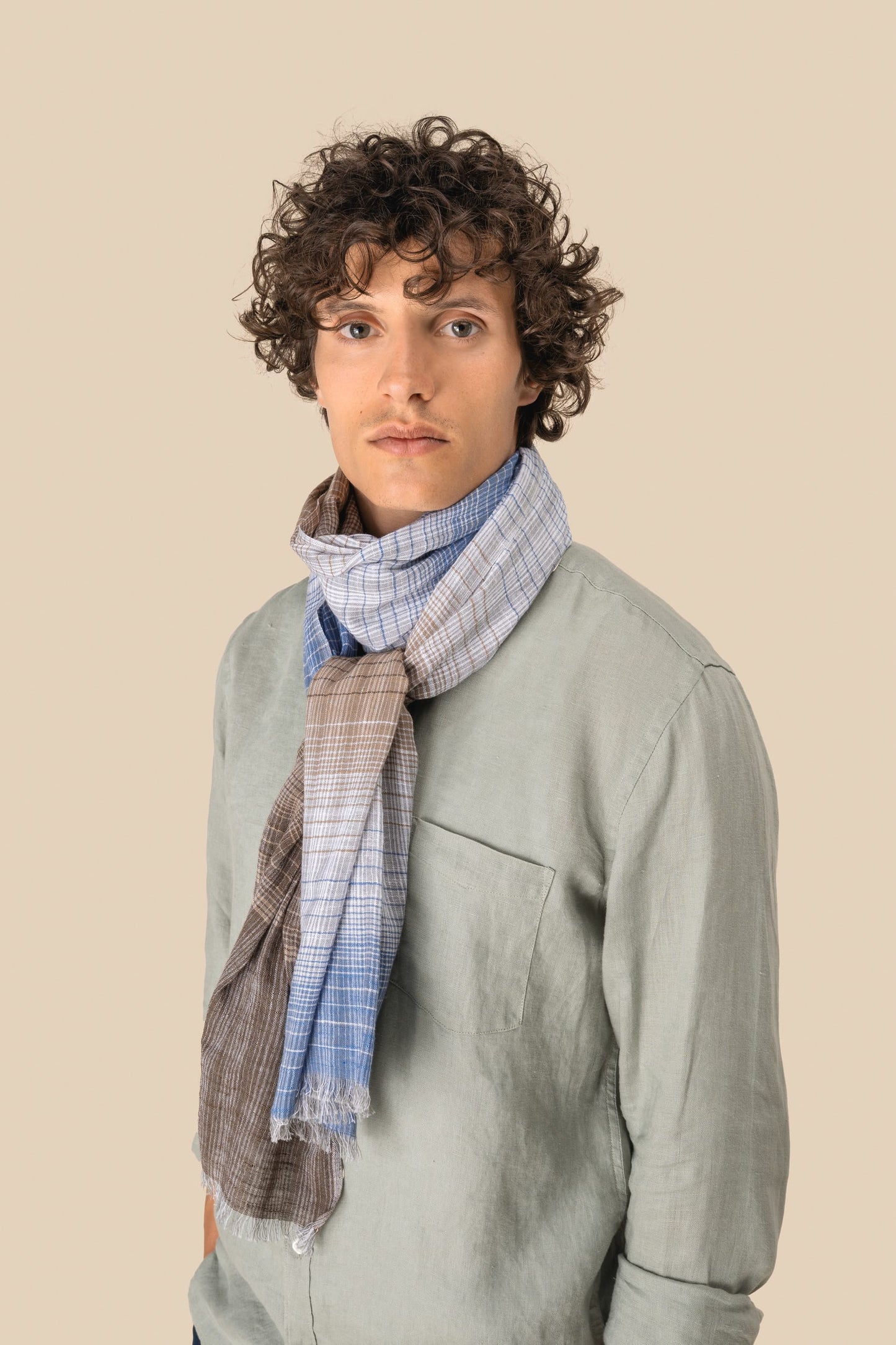 SCI05 - Sciarpa multicolore passe-partout in fine cotone naturale