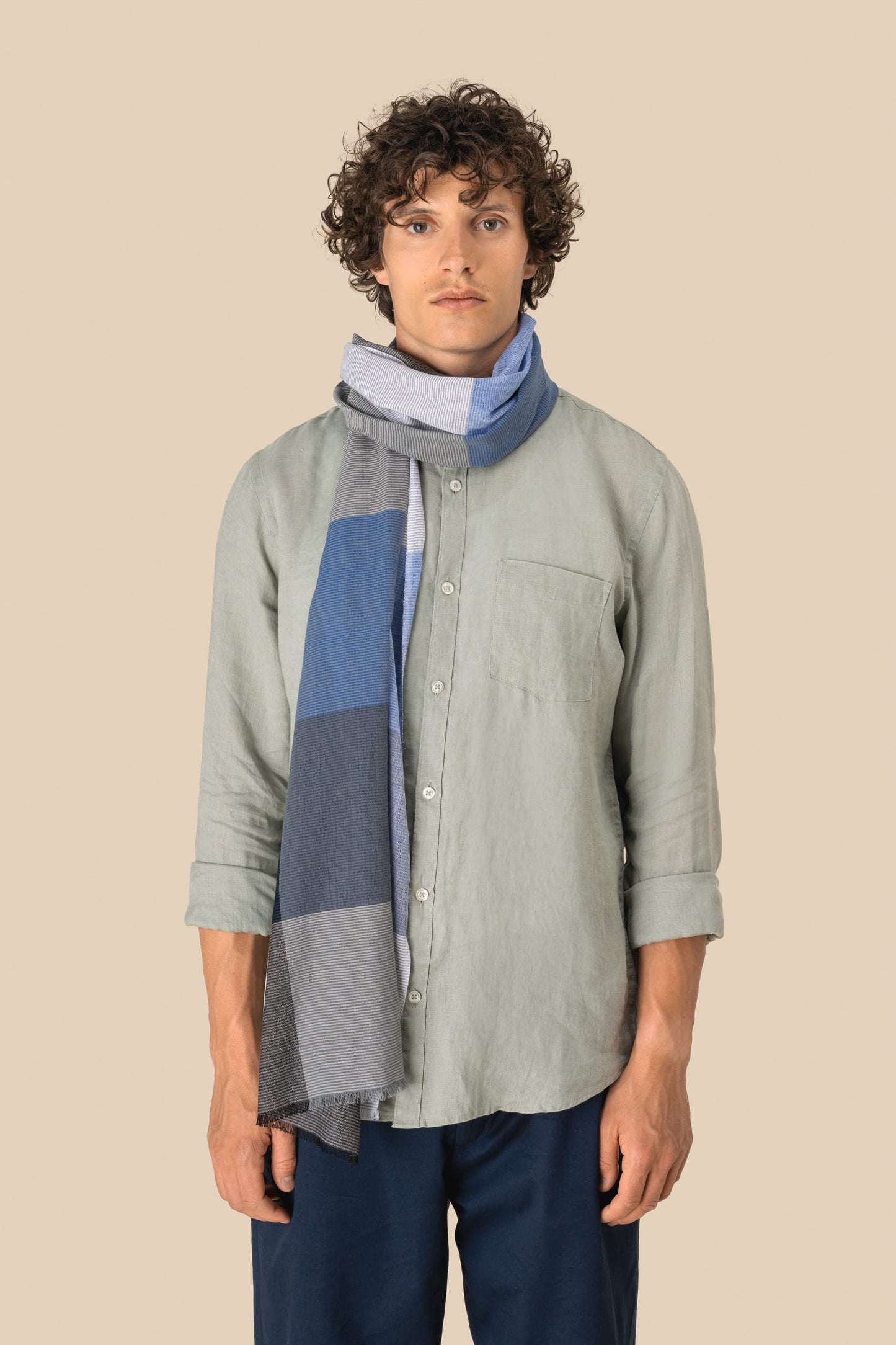 SCI10 - Sciarpa multicolore passe-partout in fine cotone naturale