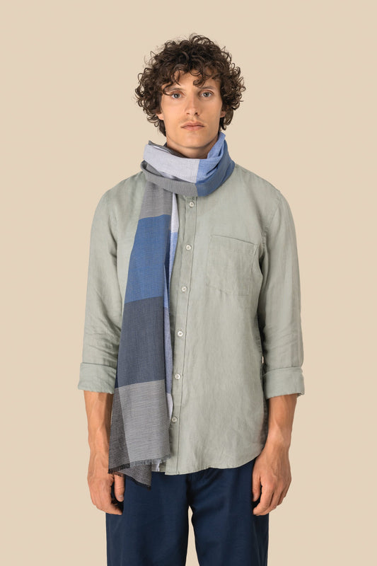 SCI10 - Sciarpa multicolore passe-partout in fine cotone naturale