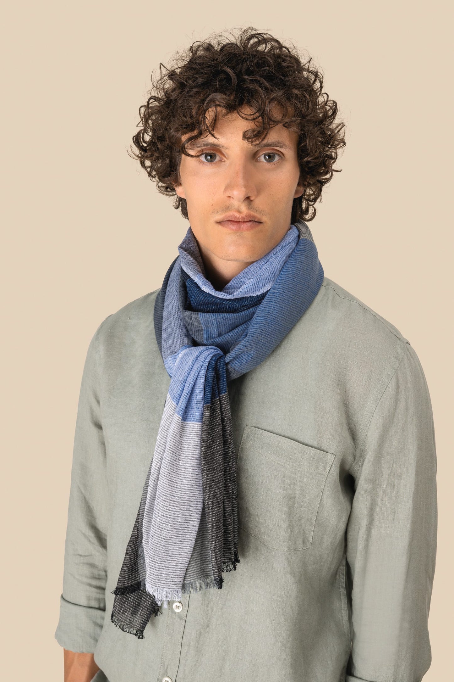 SCI10 - Sciarpa multicolore passe-partout in fine cotone naturale