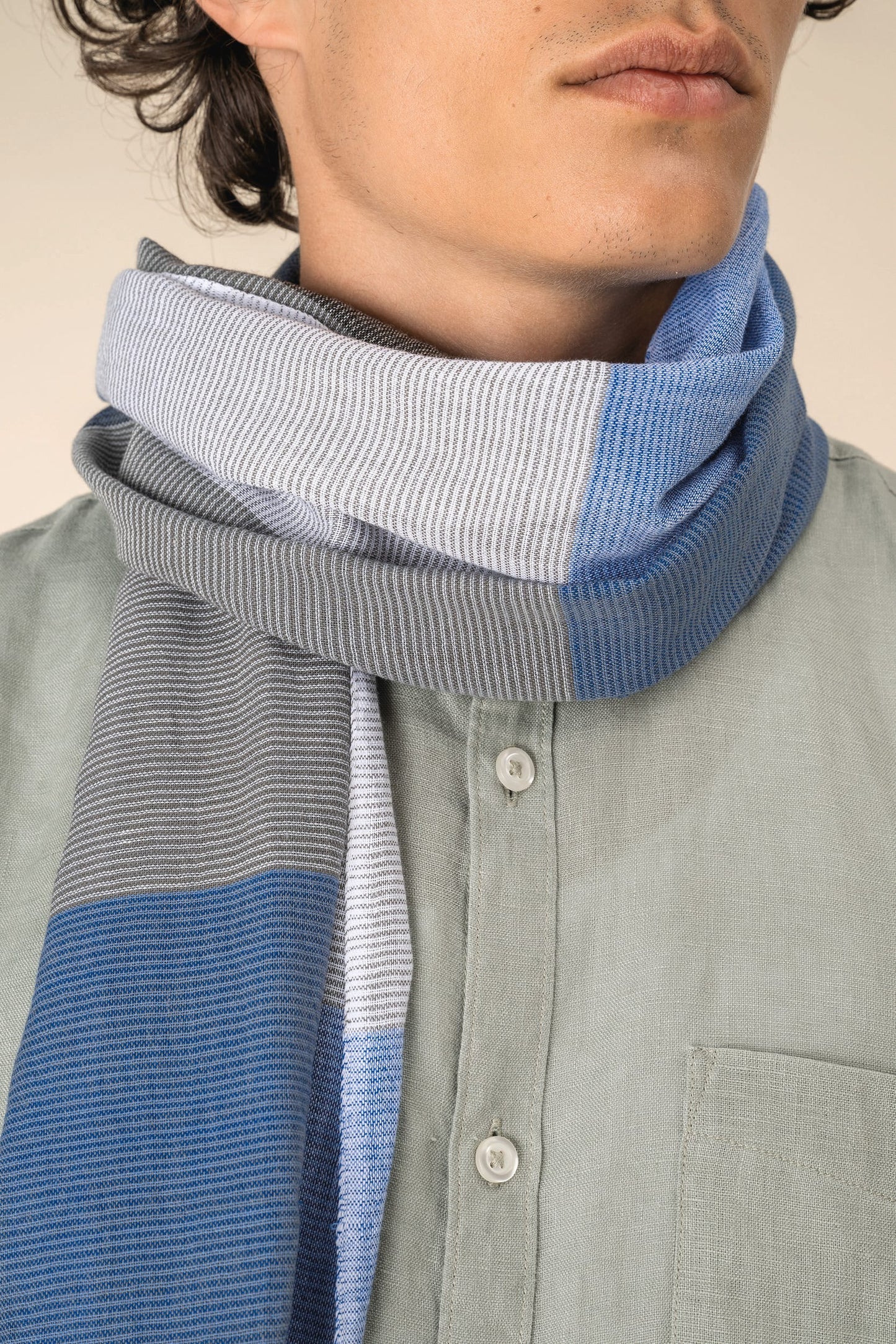 SCI10 - Sciarpa multicolore passe-partout in fine cotone naturale