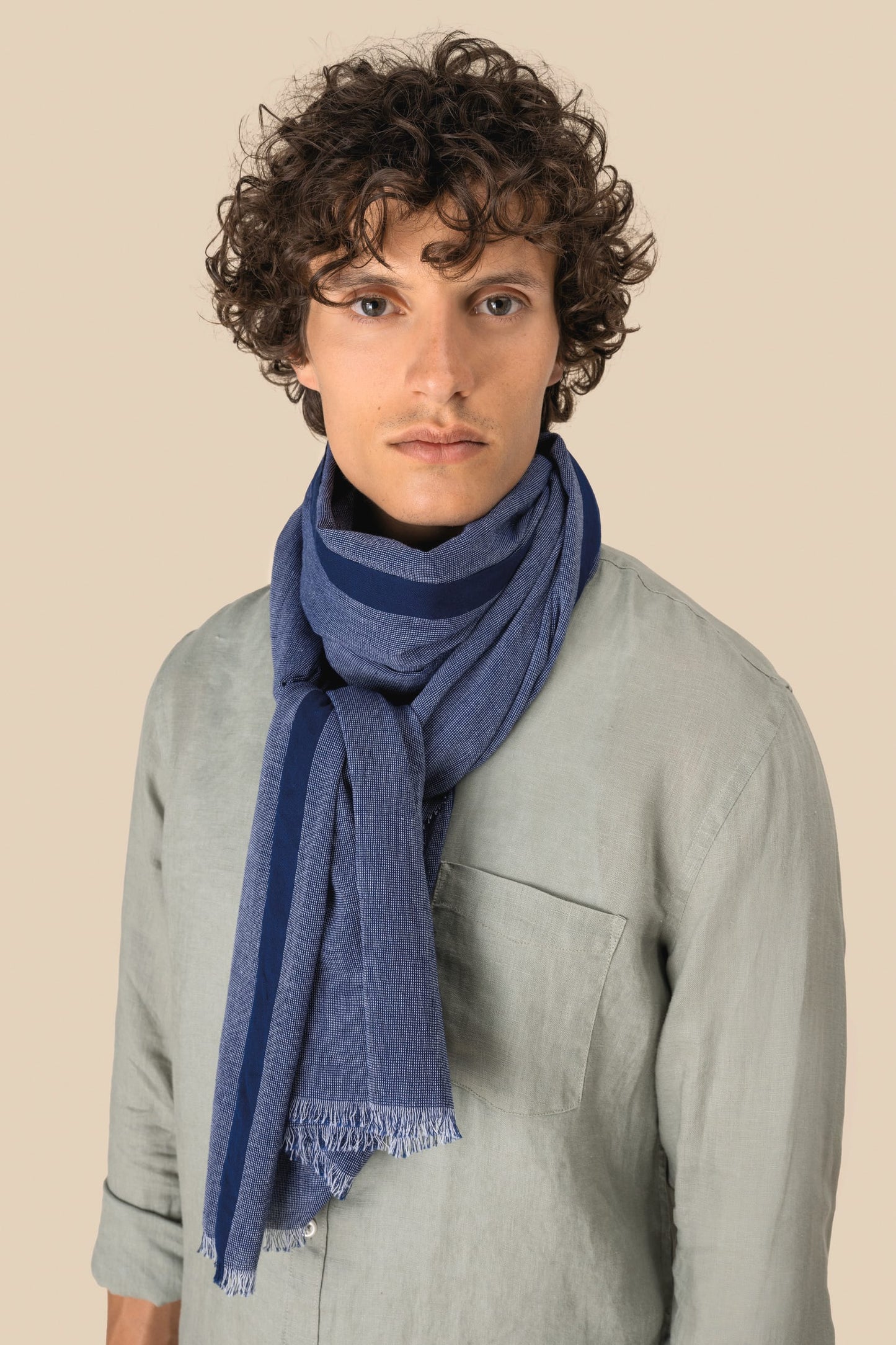 SCI16 - Sciarpa pashmina passe-partout in fine cotone naturale